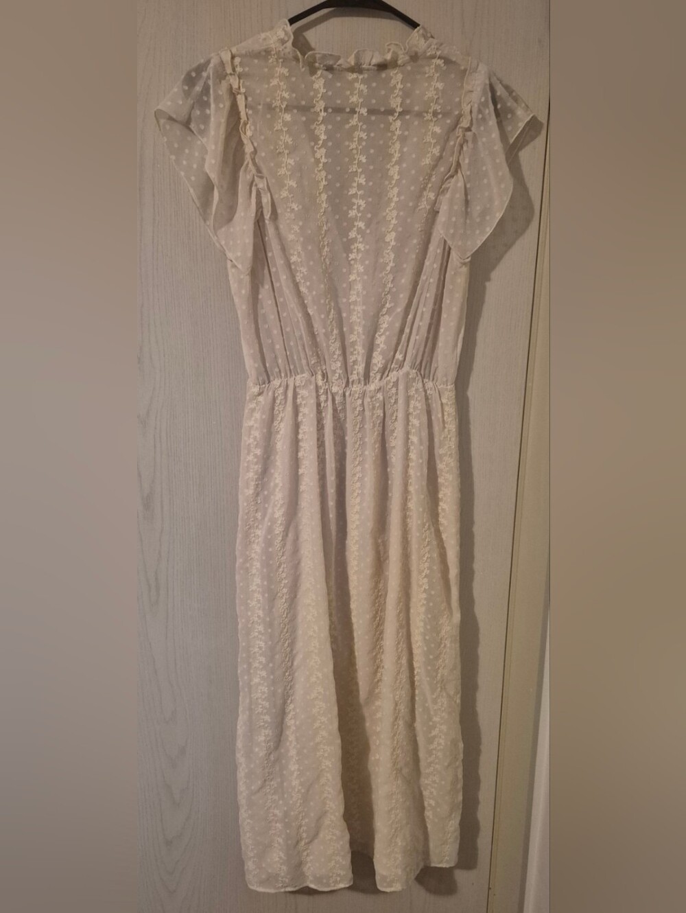 Zara Swiss Dot Embroidered Midi Dress | Size Small - Picture 2 of 3